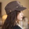 Metal Button Retro Equestrian Cap Washed Denim Rivet Top Cap Denim Flat Hat  Chic Girls