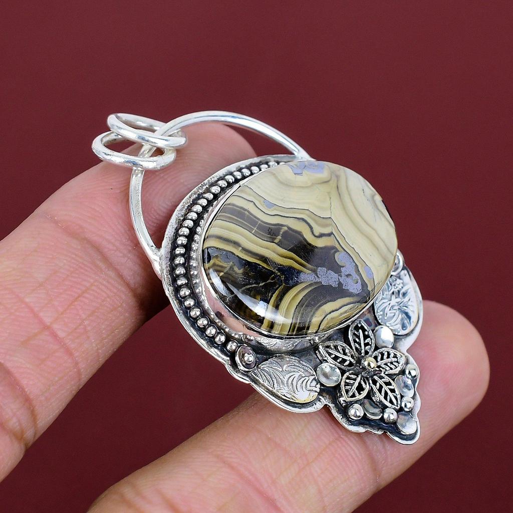 Schalenblende Gemstone Pendant Flower Pendant Handmade Jewelry 925 Sterling Silver Pendant Brand New Pendant Gifts for Her Designer Jewelry