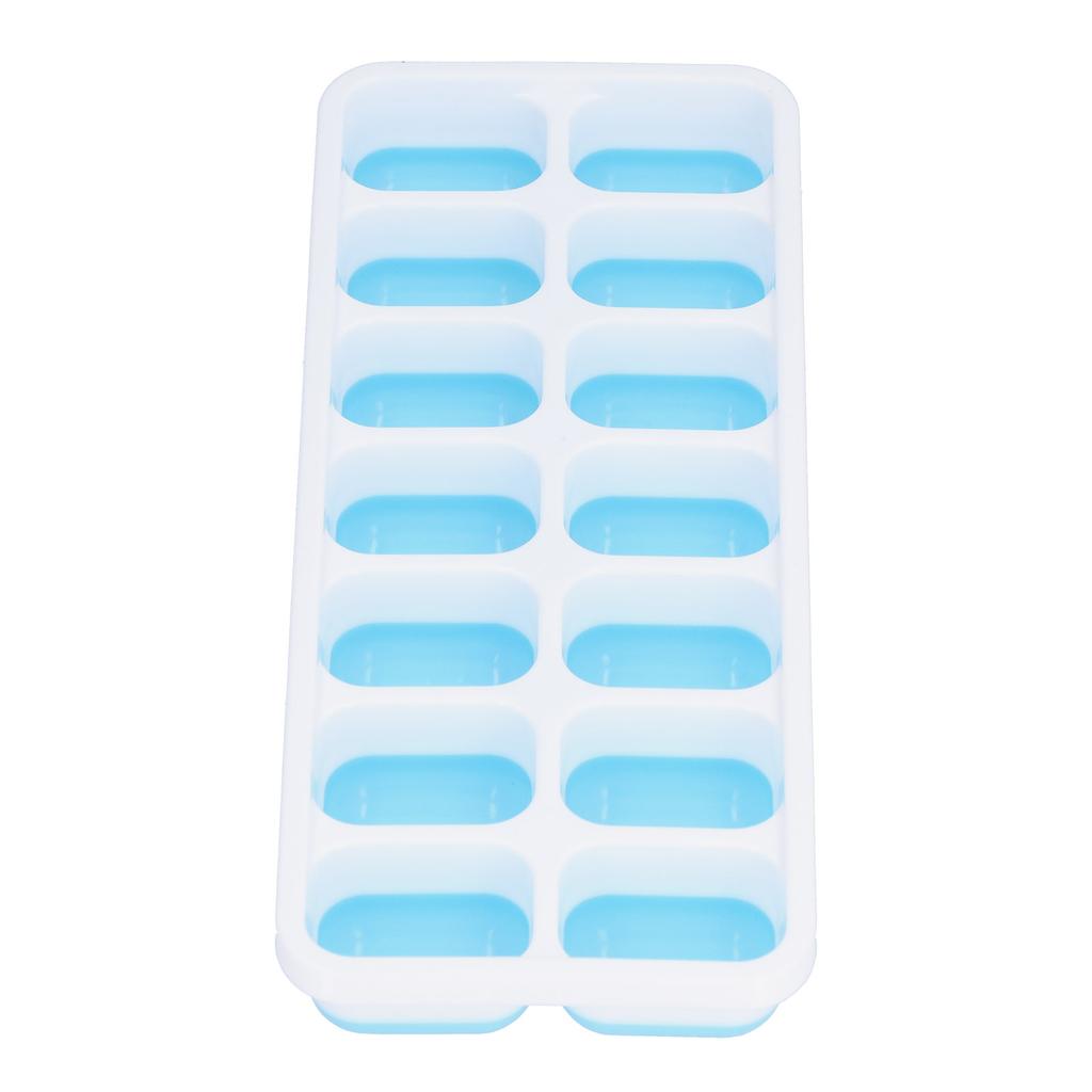 Ice Cube Tray Food Grade Plastic Silicone Ice Mold with Removable Lid for CocktailBlue
