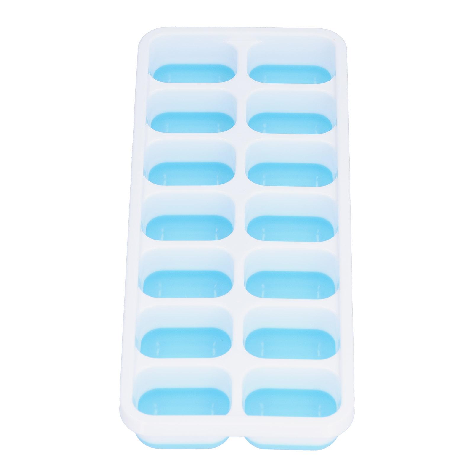 

Ice Cube Tray Food Grade Plastic Silicone Ice Mold with Removable Lid for CocktailBlue синий