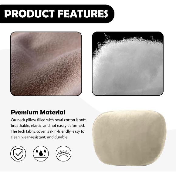 Junecarp Car Headrest Pillow,Breathable & Ergonomic Car Neck Pillow For Head & Neck Supporting,Headrest Pillows For Cars Interior Accessories For