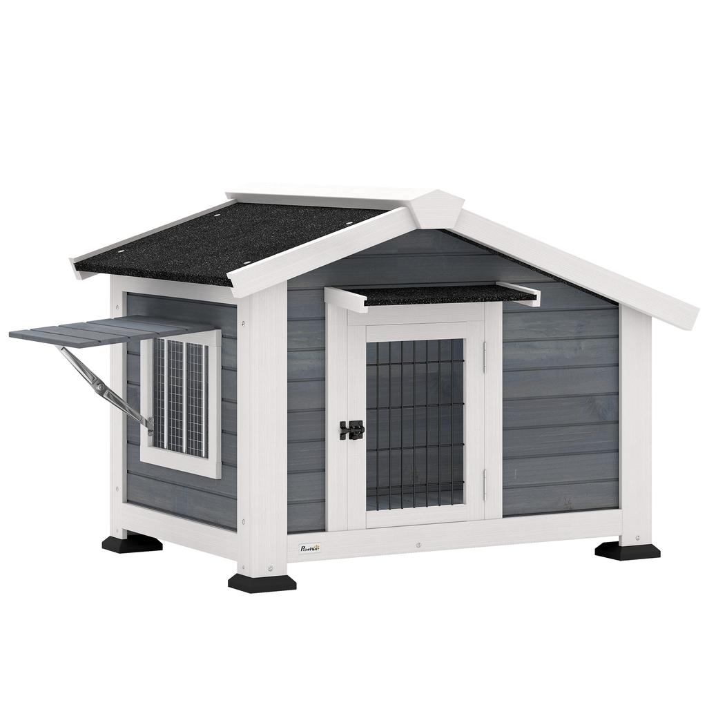 Dog Kennel Outdoor Wooden Dog House, 98x76x69.5cm