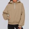 Women's Fashionable Solid Color Hooded Long Sleeved Sports Casual Pullover Sweatshirt Top