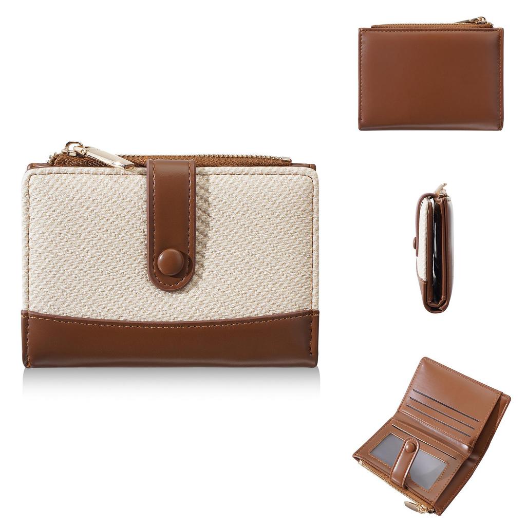 New Women's Zipper Bifold Wallet - Fashion PU Patchwork Coin Purse