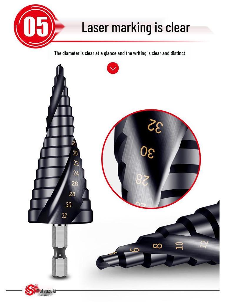 Cobalt Multifunctional Step Drill Bit for Hard Metals and Stainless Steel