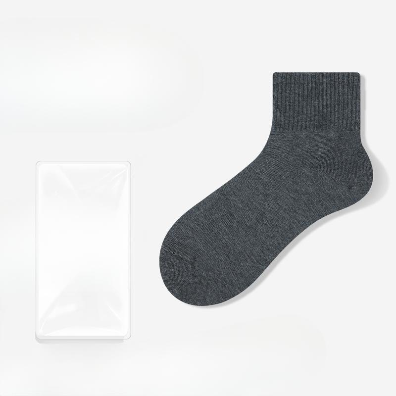 Women Spring and Autumn Pure Cotton Pure Color Moisture Absorption Breathable Deodorant Boneless Tube Socks