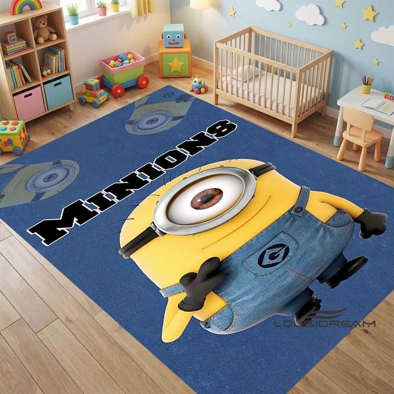 "I LoveM- Minions" Cartoon-Print Rug — Non-Slip Kitchen Mat, Outdoor Carpet, Home & Bedroom Decor, Yoga Mat, Birthday Gift.