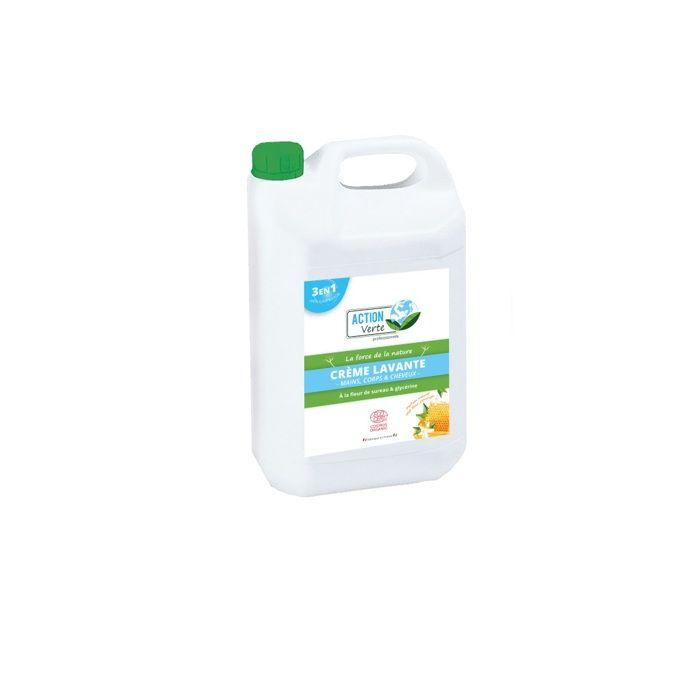 ACTION VERTE Bidon 5 litre Crème Lavante Nettoyant Main, Corps, Cheveux Parfum MIEL FLEUR D'ORANGER