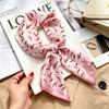 Commuter elegant flower silk scarf women's contrasting color retro printing satin scarf shirt with multi-purpose decorative small scarf