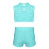 2st Barn Flickor Ärmlöst blommigt linne i spets med bottenset Atletisk outfit Crop Top Balett Gym Träning Atletisk Danskläder
