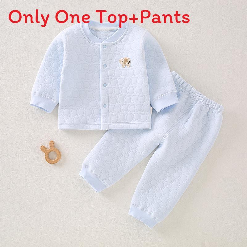 Baby Threelayer Warm Cotton Pajama Set With Cartoon Patterns For Newborns