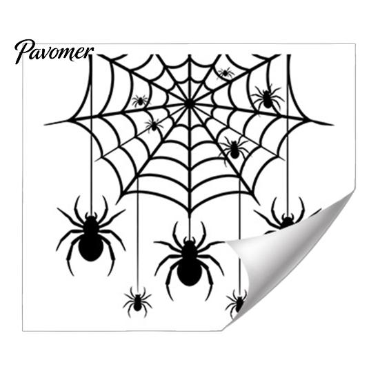 Indoor Party Atmosphere Props Halloween Spider Web Toilet Seat Sticker, Self-Adhesive Black Spiders Lid Moisture Proof Ceramic Tile Decals Decal,