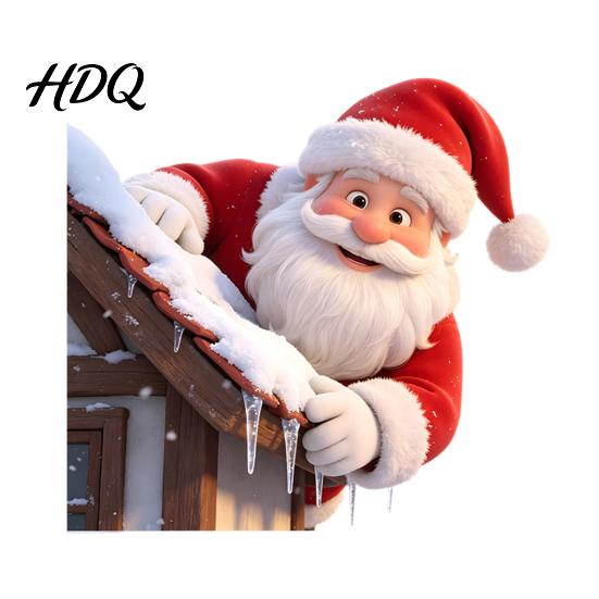 Holiday Glass Stickers Christmas Climbing Santa Window Cling Roof Claus Static Seasonal Clings Decal Reusable Decorative Sticker for Party Decal