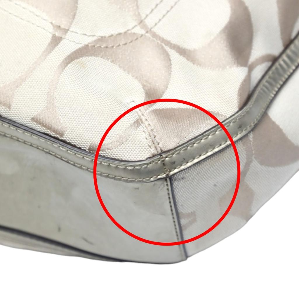 COACH harry metallic reps Tote Bag leather beige x metallic Women 22447 Used