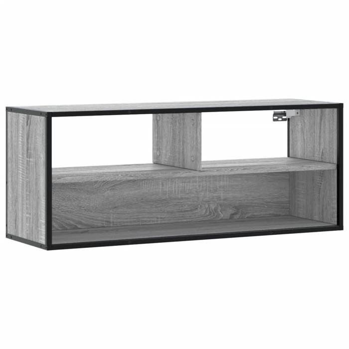 VidaXL Meuble TV sonoma gris 100x31x39,5 cm bois d'ingénierie et métal, support TV, armoire média, console TV, meuble HiFi, 848937