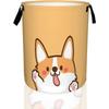 Funny Corgi Puppy Dog Laundry Basket,Waterproof Foldable Laundry Hamper,Dirty Clothes Laundry Basket, Linen Bin Storage Organize