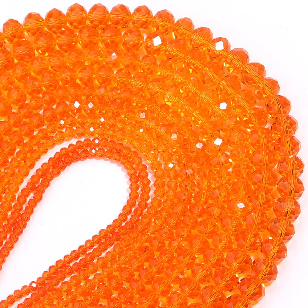 3/4/6/8/10mm Orange Faceted Crystal Beads Transparent Glass Loose Spacer Beads For Jewelry Making DIY Bracelet Necklace Supplies