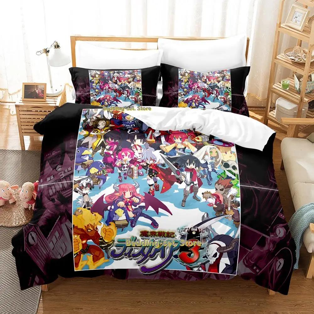 Disgaea 7 Bettwäsche-Set, Einzel-, Zwillings-, Voll-, Queen- und King-Size-Bettset, Schlafzimmer für Erwachsene und Kinder, Bettbezug-Sets, Anime-Bettdecken-Set