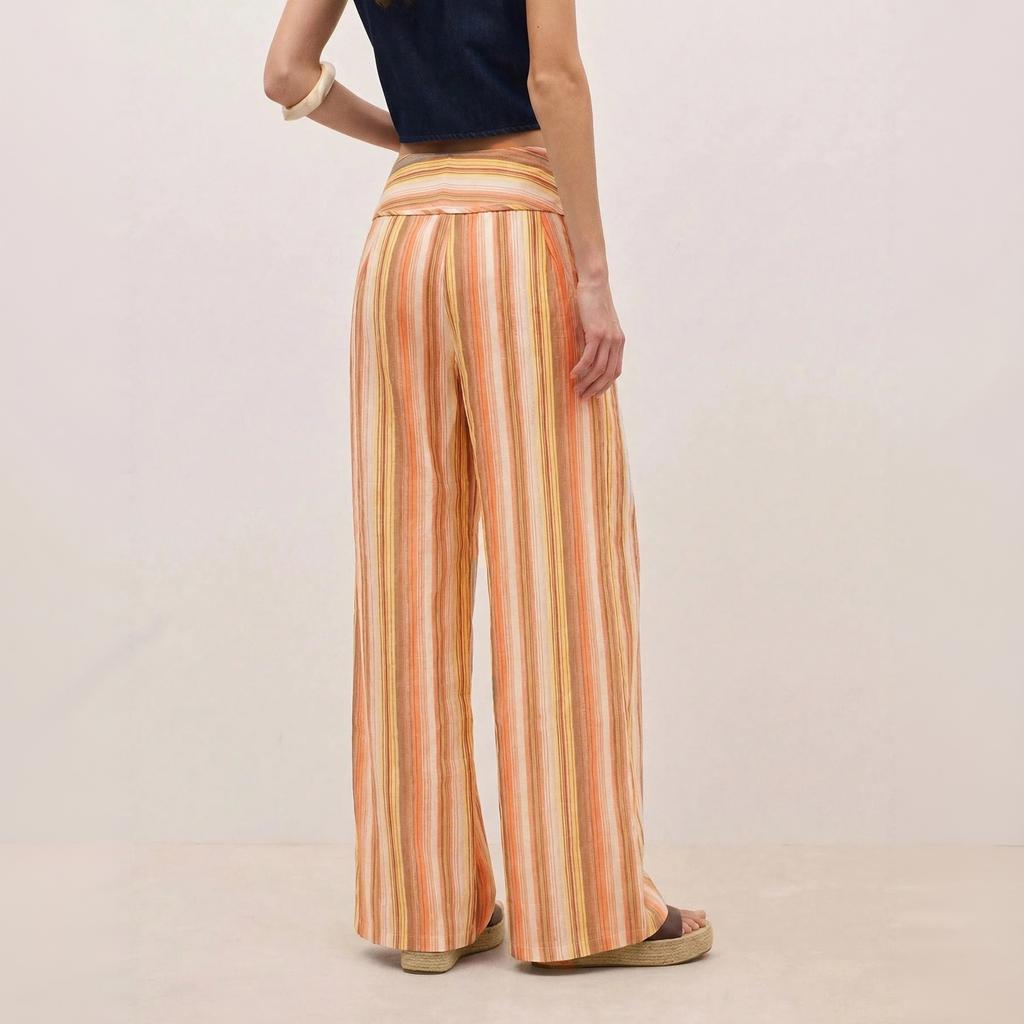 Women's High-Waisted Striped Wide Leg Pants with Tie Waist for Casual Vacation Wear