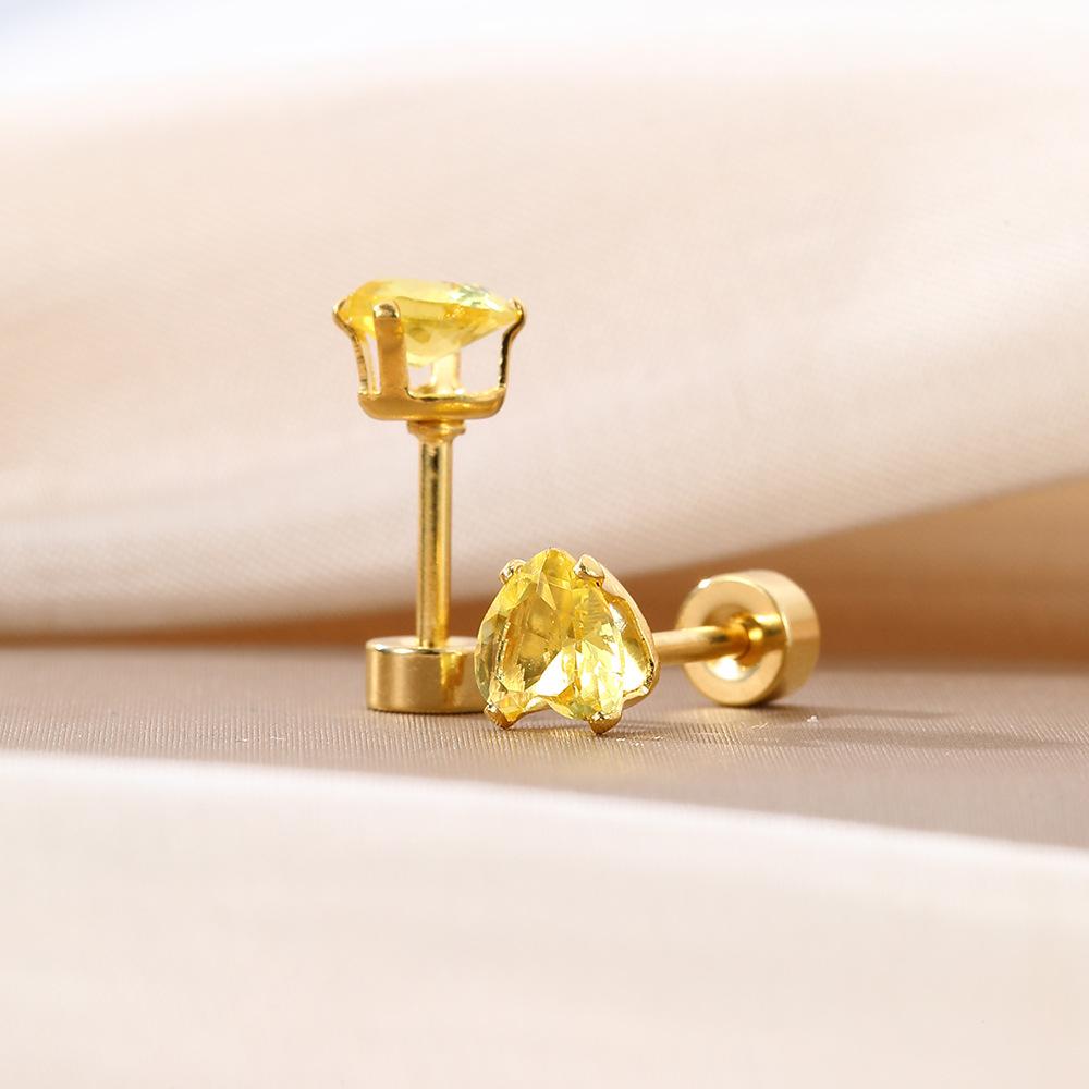 Simple Color Love Zircon Dopamine Stud Earrings, Light Luxury Design Sense Spiral Fashion Earrings Women