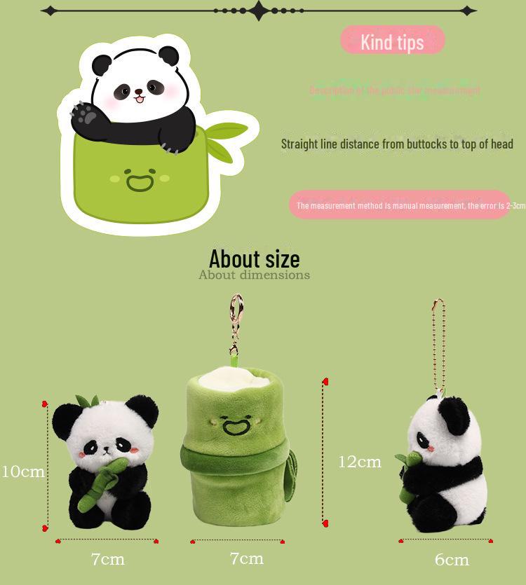 Breloc Pandă din Bambus - Tub de Bambus Autentic Păpușă Pandă pentru Ghiozdane