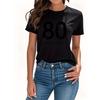 Women'S 80th Birthday Celebration Graphic T-Shirt - Short Sleeve Crew Neck, Vintage Retro Style, Casual Everyday & Party Wear