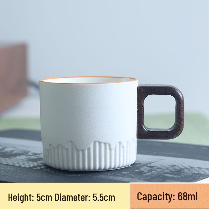 Exquisite Ceramic Tea & Coffee Cup with Wooden Handle - Gradient Glaze, Gift Box Set