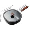 Refined Iron Stir Fry Pot Wood Handle Nonstick Pan Cookware Square Frying Pan  Chef