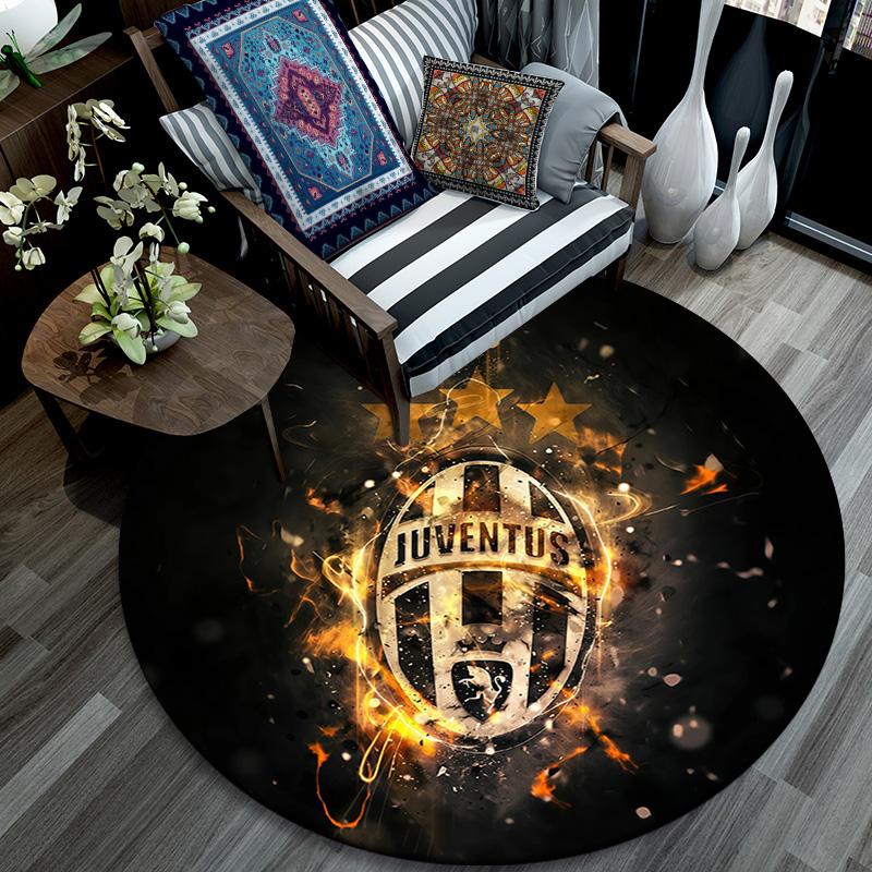 Juventus Football Club4 Round Area Rug,Carpet Rug for Living Room Bedroom Sofa Playroom Decor,Non-slip Floor Mat