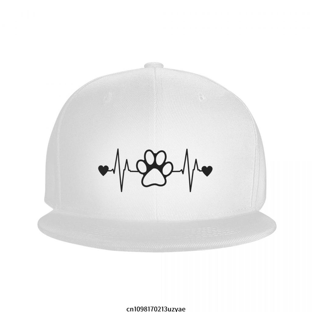 Paw Print EKG Heartbeat Dog Lover Unisex Baseball Cap Polyester Casual Snapback Adjustable Hat