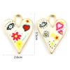 1Piece Brass Valentine's Day Heart Pendants 18K Gold Plated Multicolor Enamel Eye Flower Printed Charms Necklace DIY 3.5cmx2.6cm