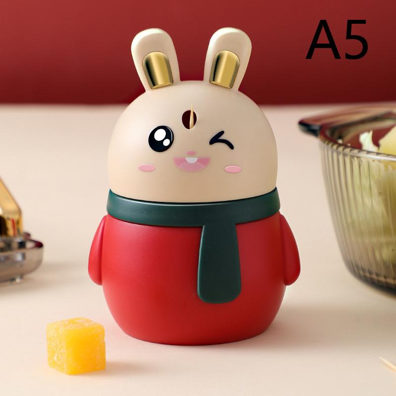 Adorable Cartoon Style Automatic Toothpick Box Nice Plastic Toothpick Holder Dust-proof Toothpick Dispenser Home Restaurant Press Design