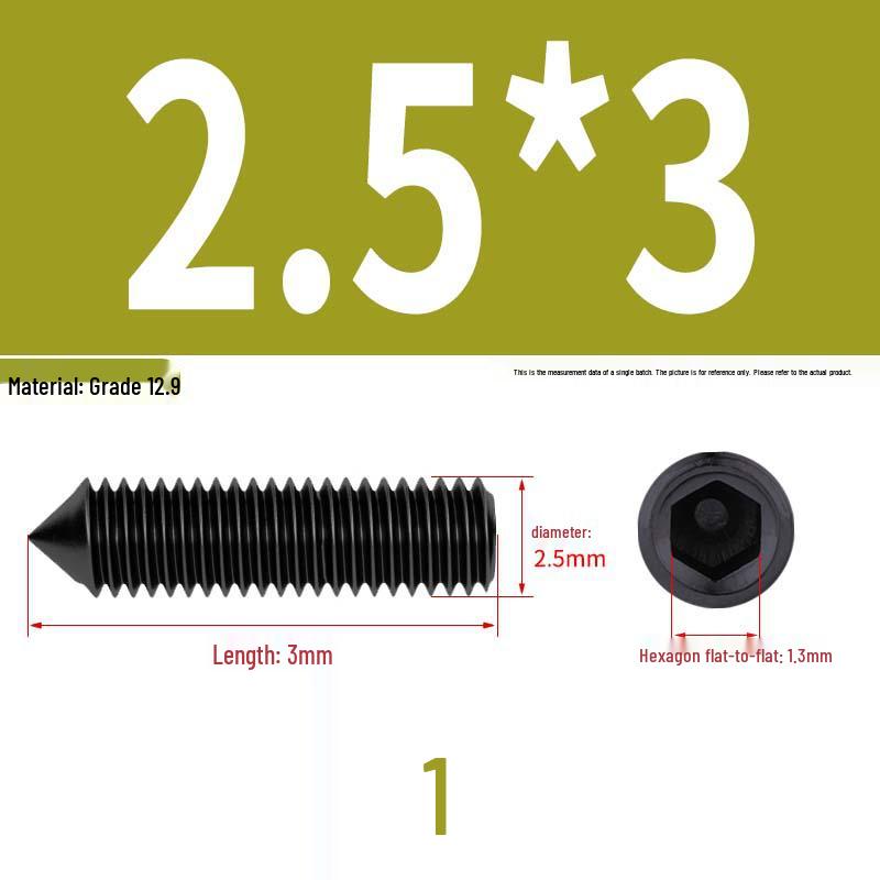 12.9 Edelstahl 304 Innensechskant Kegelspitze Gewindestift M2/M3