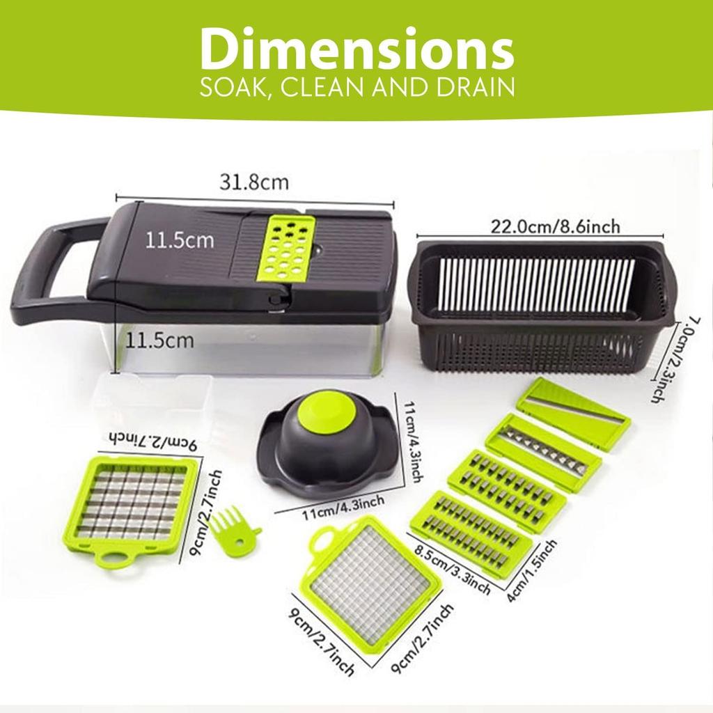 16 IN 1 Mandoline Slicer Gemüse Zerkleinerer Gemüseschneider Tomaten Karotten Reibe Käse Französische Zwiebel Zerkleinerer Küchenwerkzeug