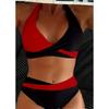 Conjunto de bikini de dos piezas para mujer con cintura alta, escote en V y control de abdomen fruncido.