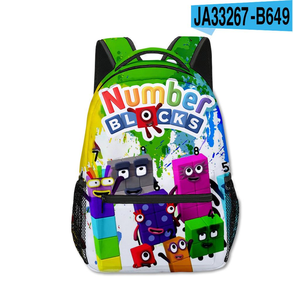 Bloques de Construcción Digitales Numberblocks Escuela Primaria y Secundaria Mochilas Escolares Mochilas Infantiles Mochilas con Estampado Digital Completo