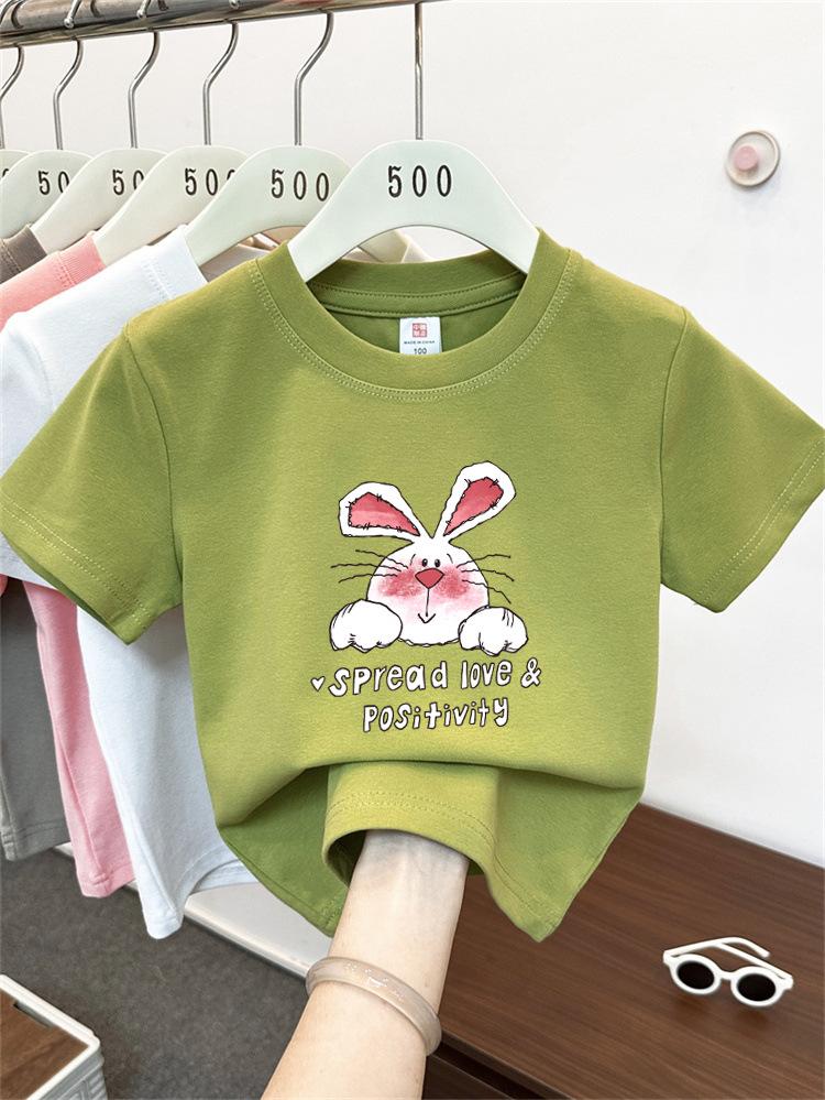 Kids Cotton Cartoon T Shirt Summer Short Sleeve Top For Boys And Girls Breathable Comfortable Tee
