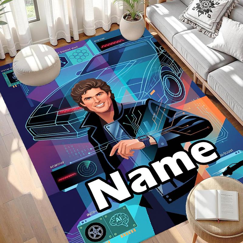 Custom Name Personalized Knight Rider Print Carpet, Versatile Home Decor Rug, for Playroom, Apartment, Balcony, Entryway, Hallway Gift