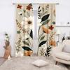 2PCS Multicolor Beige Orange White Floral Pattern Curtains Rod Pocket Design For Bedroom And Living Room