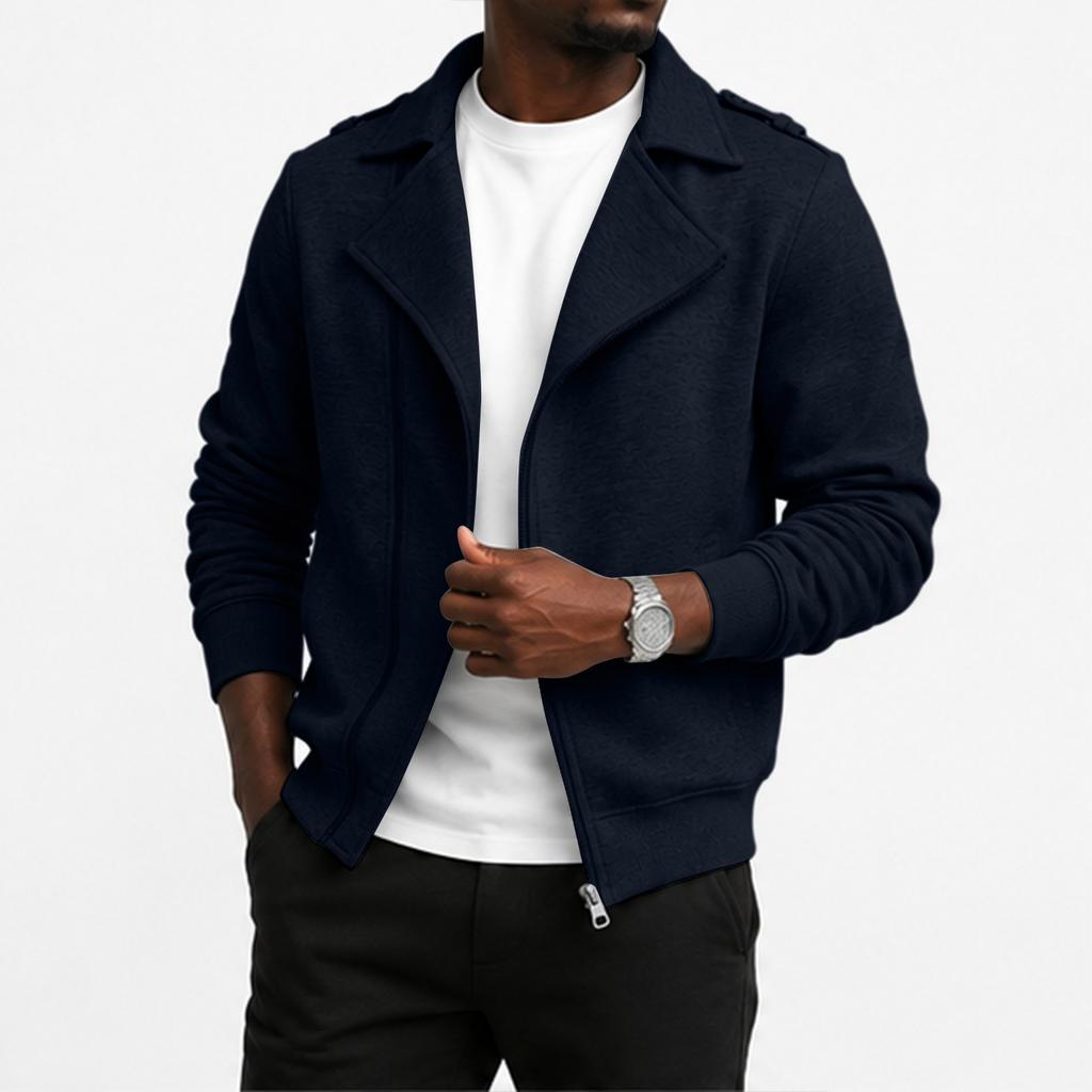 Men's Color Biker Lapel Collar Lined Casual Jacket for Everyday Wear