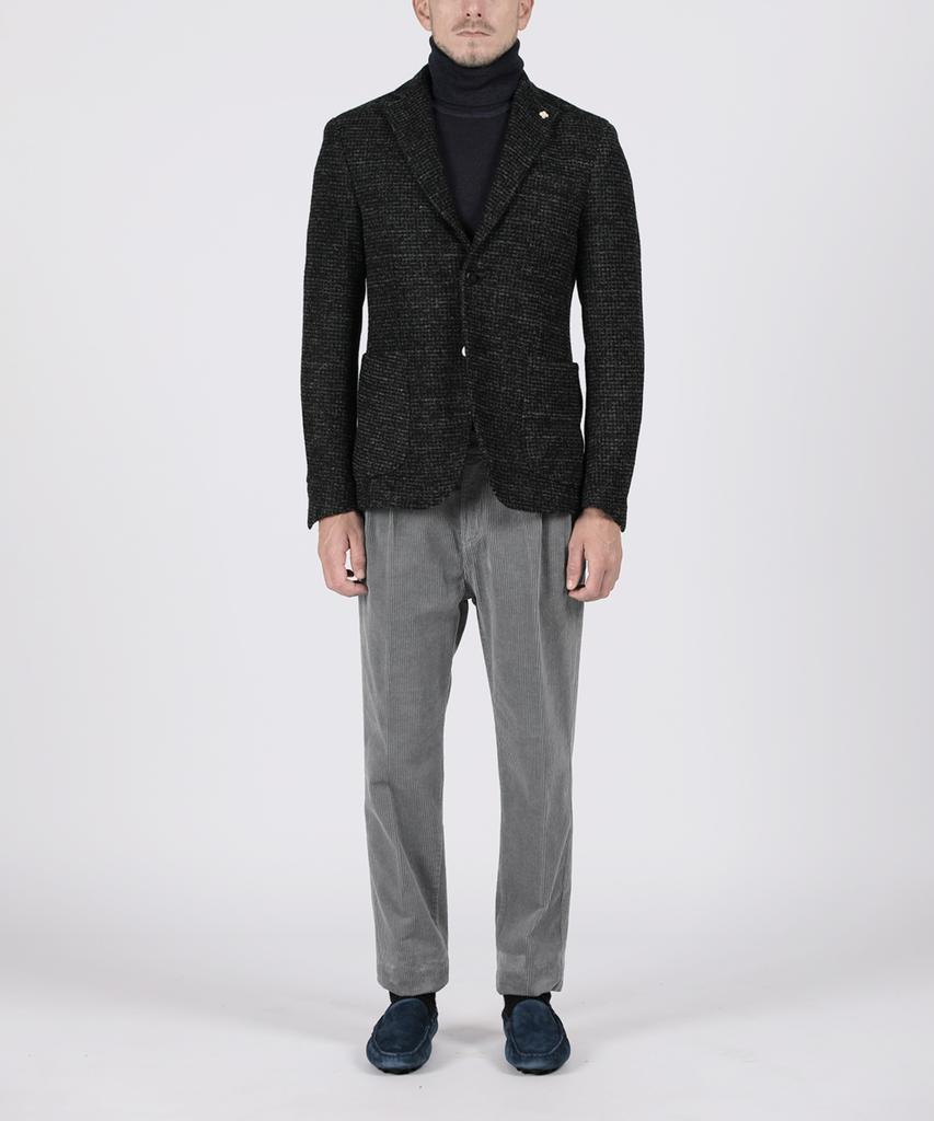 PANICALE Grey Classic Single-Pleat Corduroy Pants