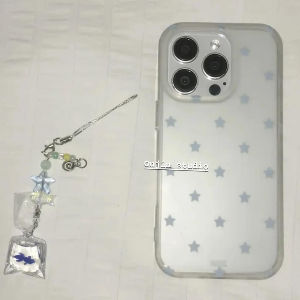 Korean Ins Sweet Girl Heart Cartoon Blue Star Phone Case For iPhone 16 E 15 14 13 12 11 Pro XR XS Max 7 8 Plus MINI Y2K Cover