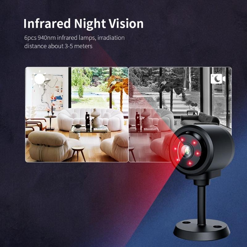 C1 Mini Camera Feature Night Viewing and Easy Installation Stand for Security Monitoring Home or Work Black