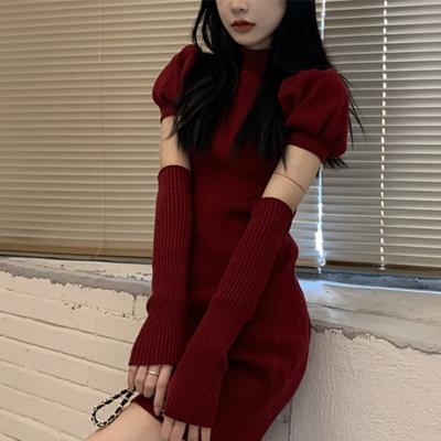 Knitted Sweater Dress Party Women Casual Sexy Slim Y2k Mini Dress Evening Office Lady Spring One Piece Dress Korean Fashion