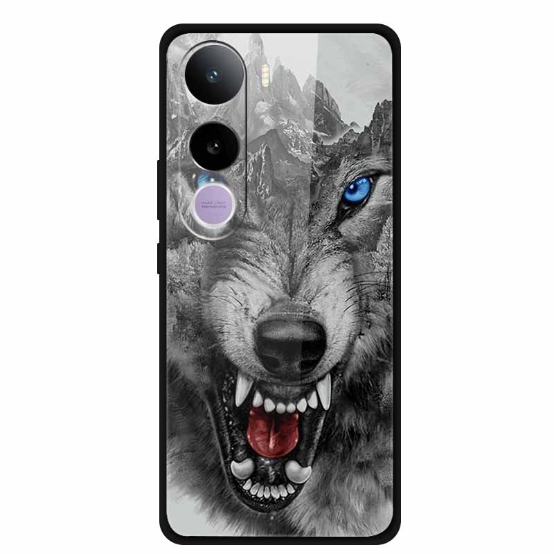 For Vivo Y400 5G Case Y 400 6.67" Animal Wolf Lion Tempered Glass Hard Back Cover For Vivo Y400 2025 Phone Cases Soft Bumper Bag