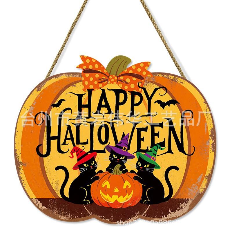 

Halloween Wooden Pumpkin Wall Decor, Spooky Season Hanging Sign for Living Room, Bedroom, Front Door, Party Decoration, Fall Holiday Theme оранжевый