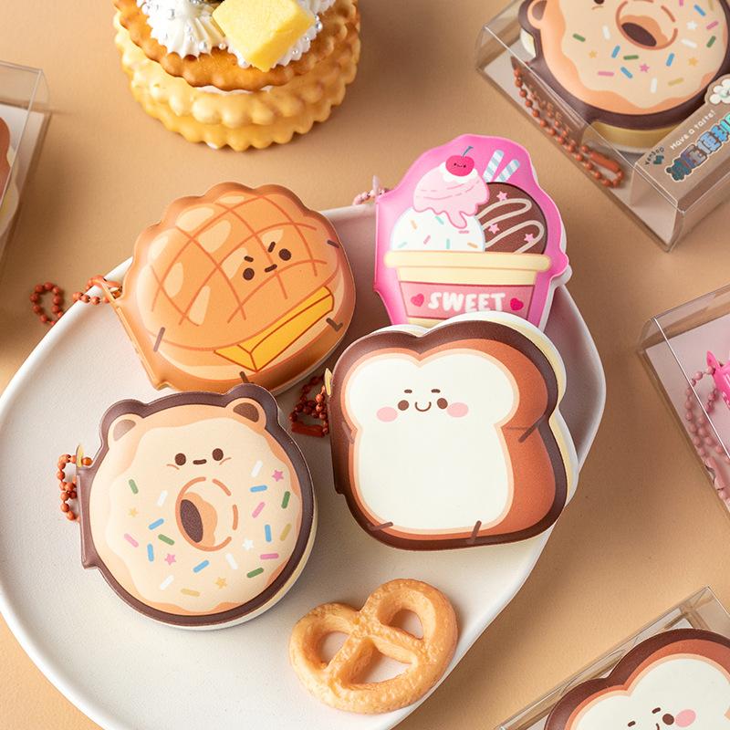 4 buc blocnotes de notițe anti-stres, mini blocnotes Kawaii cu jocuri de desert și băuturi, cu agățat, portabil, în formă de notă