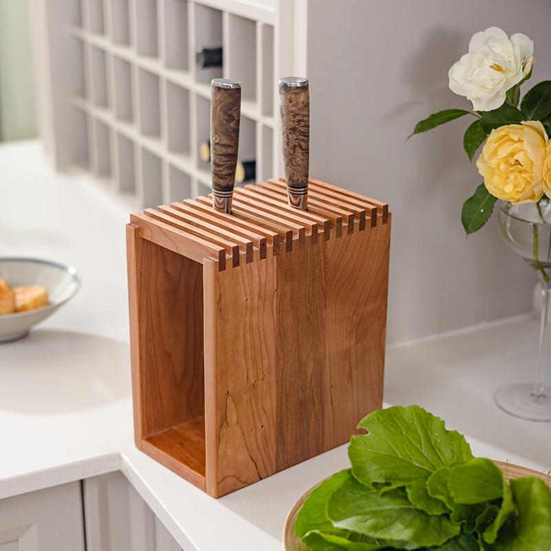 Solid Wood Knife Holder Kitchen Knife Tool Storage Rack Multifunctional Household Japanese Kitchen Knife Holder Type B large.