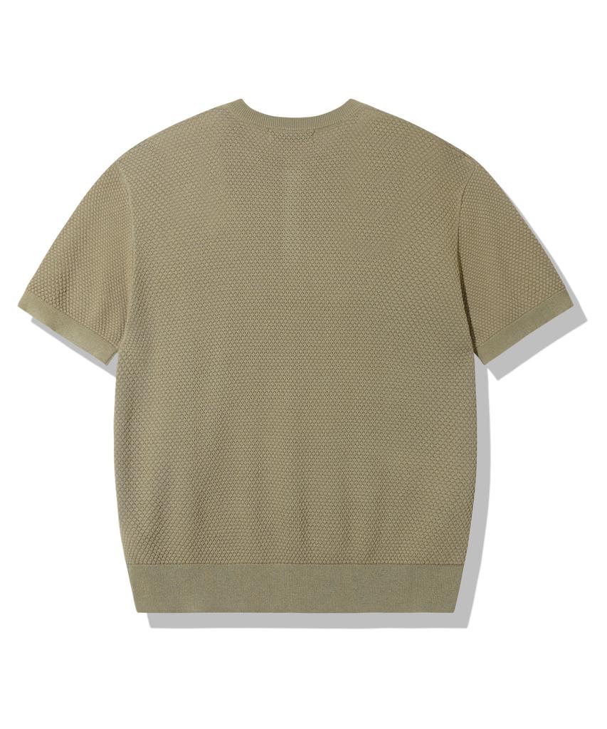 TRILLION Pineapple Henley Neck Short Sleeve Knit_Khaki