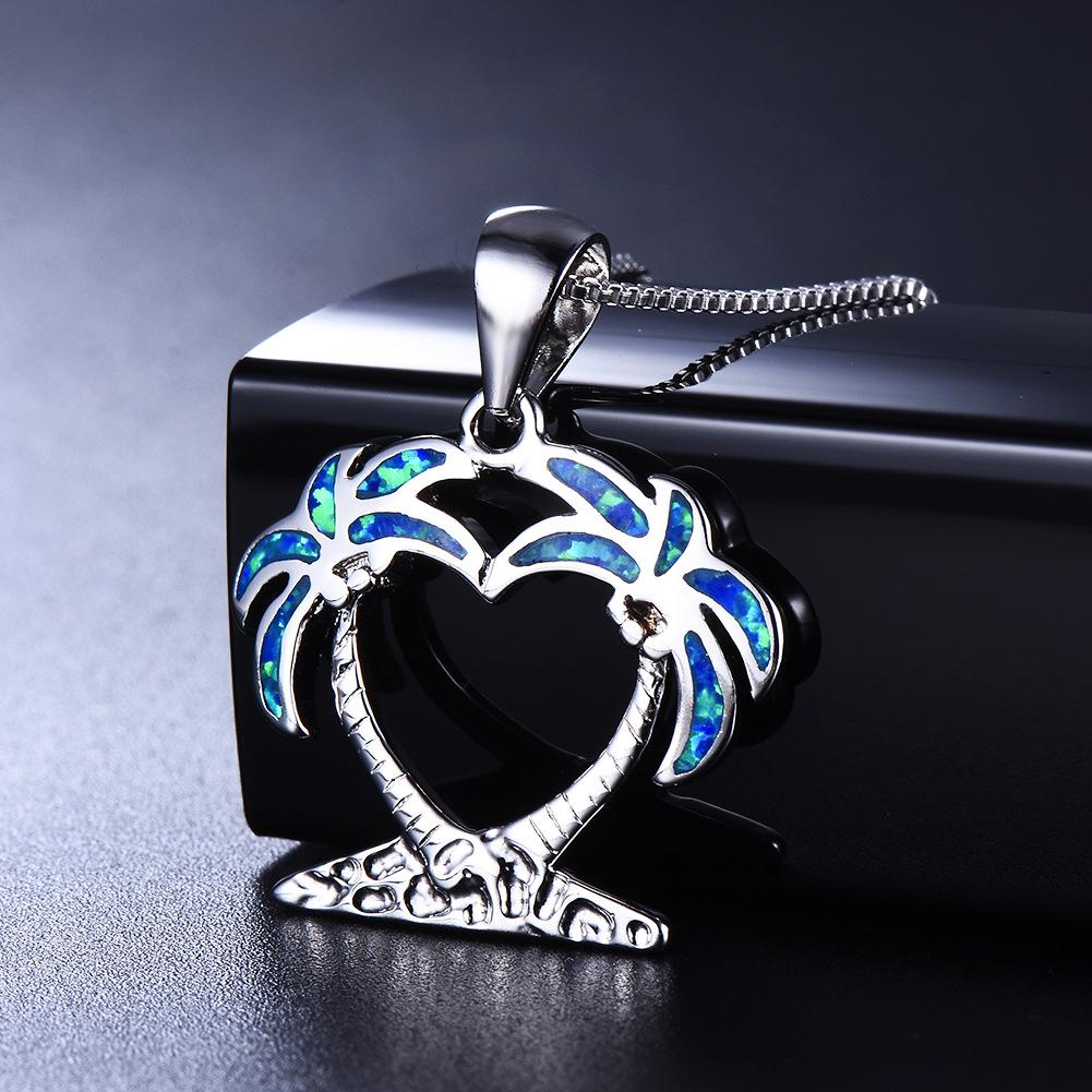 

Personalized Two Blue Coconut Tree Pendants Simple and Versatile Necklace